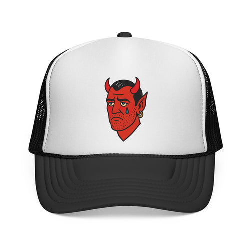 Trucker Hat — Sad Devil Face Embroidered Trucker Cap